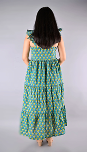 Robe d'été en coton, robe à imprimé indien, col carré, sans manches, imprimé floral, robe maxi décontractée pour femmes - Product Image 5