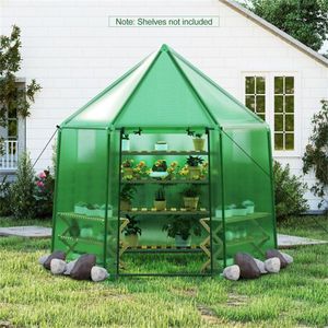 Mini serra a tenda 78x68x75 pollici per giardinaggio tutto l'anno, facile da montare, con telaio in acciaio e legno, in policarbonato e polietilene - Product Image 6