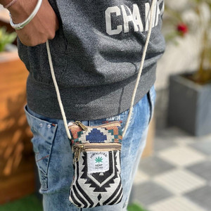 กระเป๋าผ้าป่านสไตล์ตะวันตกแบบสะพายข้างกระเป๋าช้อปปิ้งสำหรับผู้หญิงกระเป๋าผ้าปออเนกประสงค์พร้อมวัสดุผ้าฝ้ายแบบยั่งยืนขนาดเล็ก - Product Image 3