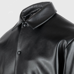 Rahsal Industries Men's Black Gray Solid Winter Varsity Jacket PU Leather Hooded Zipper Closure Breathable STREETWEAR Regular - Product Image 5