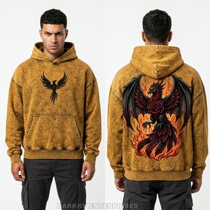 Custom Brown Acid Wash Hoodie Men Nightfall Chronicles Graphic Heavyweight Fleece Pullover Vintage Streetwear Hoody <b>Maker</b> - Product Image 3