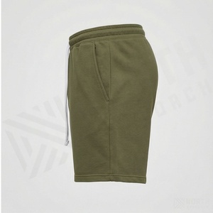 Shorts d'été légers en molleton 100 % coton pur pour hommes, OEM ODM, prix abordable, respirants, avec longs cordonnets de serrage - Product Image 3