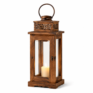 Farol de vela de madera hecho a mano para una decoración del hogar tranquila, que crea un ambiente cálido con artesanía natural. - Product Image 6