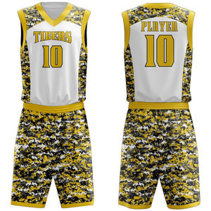 Ensemble d'uniformes de basketball en gros, maillots et shorts personnalisés par sublimation, vêtements de sport d'équipe pour les jeunes, les adultes, les écoles et les tournois - Product Image 1