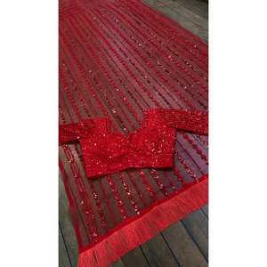 ชุดส่าหรีปาร์ตี้งานแต่งงานที่สวยงามพร้อมลำดับและงานด้าย - Product Image 4