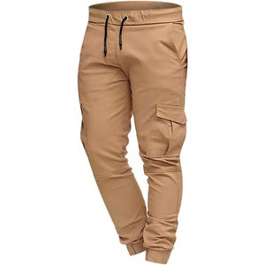 Pantalones Cargo Color Caqui para Hombre, Cintura Elástica con Cordón, Múltiples Bolsillos, Estilo Jogger Informal, Ropa de Otoño - Product Image 5