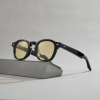 Vente en gros d'usine, lunettes de soleil classiques rétro, logo de marque personnalisé, monture en acétate de haute qualité, lunettes de soleil rondes vintage, prix de gros