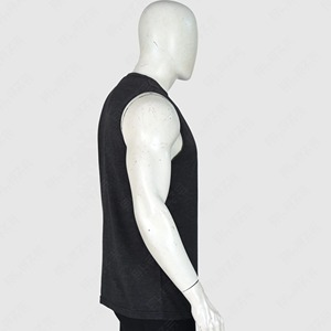 Débardeur sans manches noir pour homme STAR SPEED, col rond, tricot uni, décontracté, respirant, polyester/coton, séchage rapide - Product Image 3
