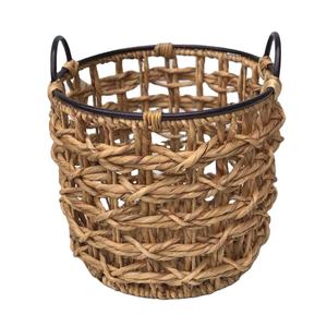 Ensemble de 3 paniers de rangement en jacinthe d'eau de haute qualité, tissés à la main avec poignée en bois du Vietnam - Product Image 2