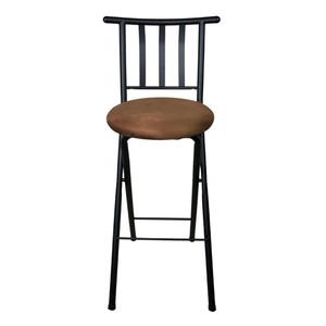 Modern Adjustable Steel Folding <b>Bar</b> <b>Stool</b> with Slat <b>Back</b> and Microfiber Seat - Product Image 2