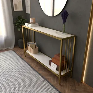 Elegant Gold Metal <b>Console</b> <b>Table</b> <b>with</b> <b>Storage</b> for Living Room Entryway Hallway Side <b>Table</b> Home Decor - Product Image 3