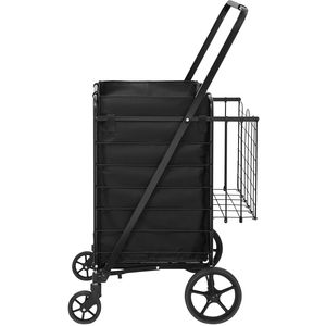 Carrello della spesa pieghevole per carichi pesanti da 210 libbre con rivestimento impermeabile rimovibile e doppio cestello (360 S) - Product Image 1