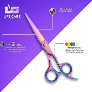 Tijeras de peluquería multicolor y tijeras de entresacar con juego de navajas de afeitar, set de peluquería para estilistas de Life Care Instruments - Product Image 4