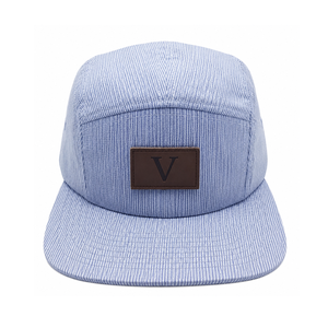 Custom Leather Patch 5 Panel Camper <b>Cap</b> Lightweight Stripe <b>Hat</b> <b>Flat</b> Brim Adjustable Cotton <b>Cap</b> OEM ODM Manufacturer - Product Image 1