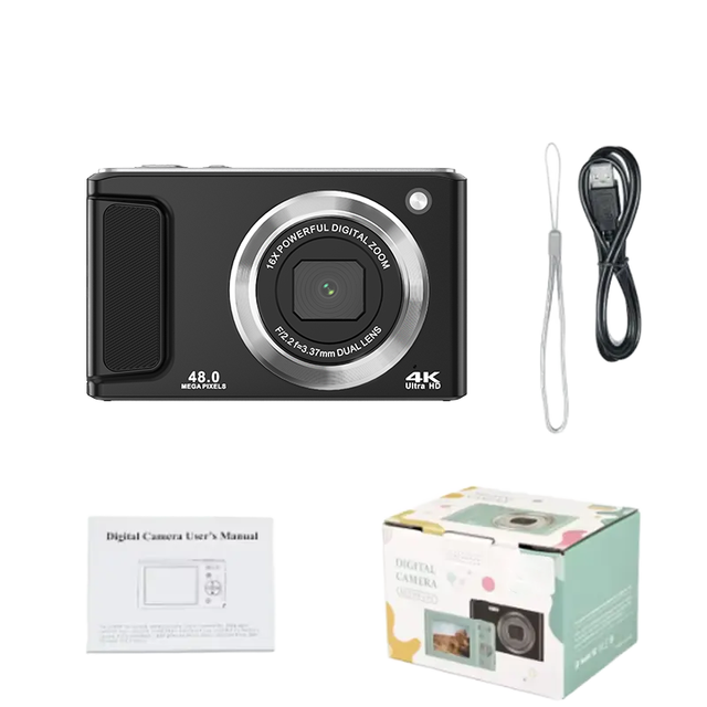 Retro Style High Resolution Retro Style 4K Pocket Digital Camera 48MP Mini UV Point Shoot Vlog Record 4K Video Resolution