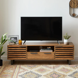 Mueble de TV Moderno de Lujo en Madera Sólida con Cajones, Ecológico, Duradero, Ajustable y Hecho a Mano para Sala de Estar o Dormitorio, 65+ Pulgadas - Product Image 1