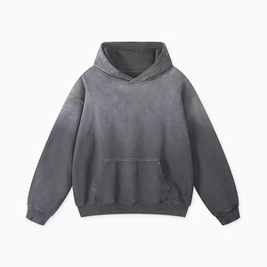 Sudadera con capucha unisex extragrande de punto con efecto degradado, estilo casual, con bolsillo y mangas regulares, para otoño, venta al por mayor - Product Image 2