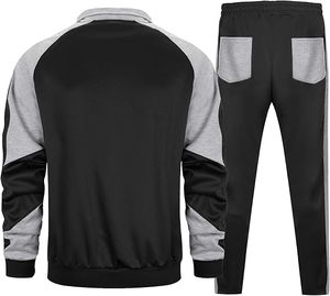Chándal de hombre azul marino y blanco con diseño 2 en 1, sudadera con capucha de cremallera completa y pantalones a juego, ropa urbana de invierno transpirable 100% poliéster - Product Image 5