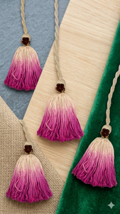 Ornement suspendu décoratif en coton bohème avec pompons, forme ronde, décoration intérieure pour salon, couleur rose ombrée - Product Image 3