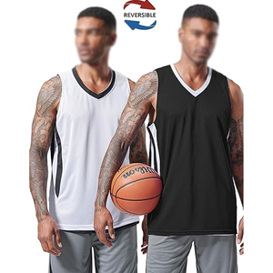 เสื้อบาสเก็ตบอลแบบซับลิเมชั่นสั่งทำพิเศษ คอวี แขนกุด แห้งเร็ว สำหรับทุกเพศ ทุกวัย ชุดทีม สีขาวดำ โพลีเอสเตอร์ ชุดกีฬา - Product Image 4
