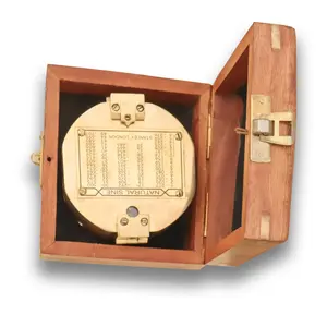 Brass Brunton Compass With Wooden Box Magnetic Directional Collectible Compass For Field Outdoor Navigational