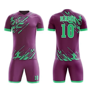 Conjunto de Camiseta de Fútbol Unisex, Morado y Blanco, Estampado Geométrico, Cuello en V, Manga Corta, Absorbe la Humedad, 100% Poliéster, Número 10, Deportivo - Product Image 6