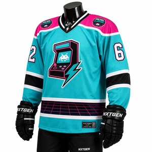 OEM Custom Ice Hockey Jersey High Quality Air Knit Polyester Team Jerseys Tackle Twill Logo Breathable <b>Mesh</b> Uniform - Product Image 2