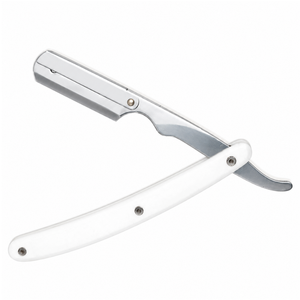 Rasoir droit professionnel en acier inoxydable avec manche en plastique blanc pour le visage, le bikini, le corps, la barbierie, homme, réutilisable, lame unique - Product Image 2