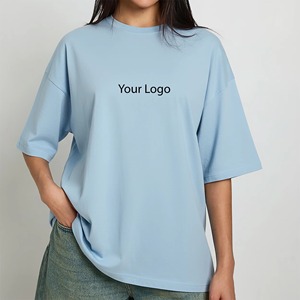 Camiseta de Mujer Personalizada OEM, de Alta Calidad, 2 Colores, 100% Algodón, Hombros Caídos, Cuello Redondo, Transpirable, Ecológica, con Apliques - Product Image 4