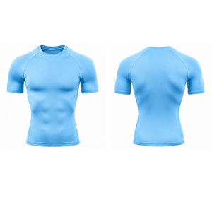 T-shirt de compression pour homme personnalisé, respirant, extensible, pour la gym, le fitness, la course, l'entraînement, la couche de base athlétique, haut OEM - Product Image 1