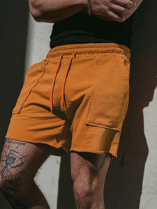 Men's Solid Color 100% Cotton Bermuda Shorts Mid Waist Drawstring Closure Lightweight Casual Athletic Shorts Spring Summer - Product Image 2