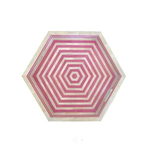 Plateau de service à rayures en os naturel et nacre, tendance indienne, décorative, meilleure qualité, tendance basée à singapour - Product Image 2