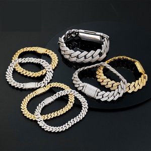 Round Brilliant Cut Moissanite Cross Silver <b>Bracelet</b> Claw Setting Gold Plated Hip Hop Luxury Unisex GRA Certified Party Wear - Product Image 2