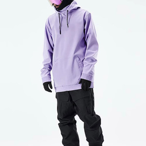 <b>Men</b> Ski & Snowboarding Waterproof Windbreaker Jacket Lavender Purple <b>Black</b> Long Hooded Pullover Anorak Kangaroo Pocket Pullover - Product Image 5