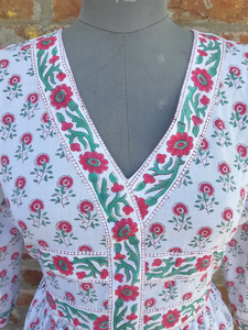 ชุดเดรสอินเดียผ้าฝ้ายพิมพ์ลายด้วยมือ 100% คอวี แขนยาว ลายดอกไม้ สไตล์ลำลอง ทั้งแบบทูนิคและชุดยาว ราคาโรงงาน - Product Image 2