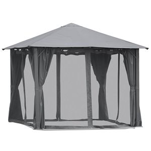 10 'X 10' Patio nero Gazebo ventilato tetto a baldacchino esterno riparo reti tende per giardino giardino giardino ponte padiglione pergolato - Product Image 1