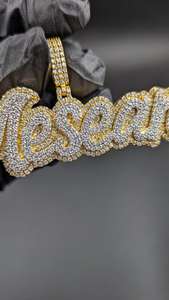 Colgante de Letra con Incrustaciones de Moissanita, Chapado en Rodio, Estilo Hip Hop, Unisex, para Uso Diario - Product Image 4