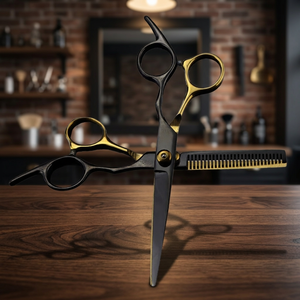 Ciseaux à cheveux professionnels de 6 pouces en or, ciseaux à effiler et à couper, manche en acier inoxydable, pour droitiers, outil de coiffure pour salon - Product Image 2