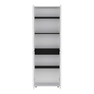 <b>White</b>/Black 67\"H Kitchen <b>Storage</b> <b>Cabinet</b> with Four Doors and Five Interior Shelves - Product Image 4