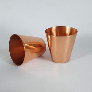 Tasse à boire en cuivre de forme conique, verre à eau traditionnel, gobelet métallique pour boissons, corps lisse, vaisselle de cuisine, articles de table - Product Image 2