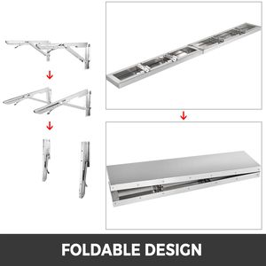 Scaffale Pieghevole in Acciaio Inox 96L X 12W Pollici per Servizio Cibo, Ideale per Rimorchi e Chioschi - Product Image 3