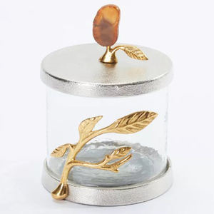 Recipientes con tapa metálica hermética dorada, juego de recipientes de cocina apilables decorativos, frascos de vidrio transparente para almacenar alimentos - Product Image 5