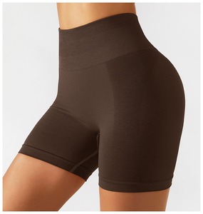 Shorts de yoga sans couture pour femmes, taille élastique, couleur unie, respirants, extensibles dans quatre directions, séchage rapide, effet push-up pour l'abdomen, course et fitness - Product Image 2