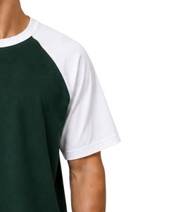 Manufacturer Customized Dark Forest Green And <b>White</b> Raglan T Shirt For Men Short Sleeve Crew Neck Cotton <b>Tee</b> Custom Casual - Product Image 4