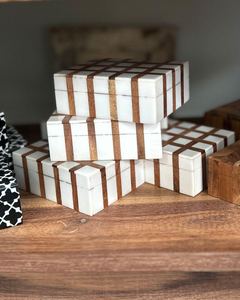 Handmade Wooden Box Set Rectangle Modern Inlay Design Tabletop Decoration Craft Gift - Product Image 5