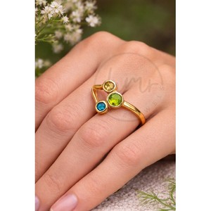 Anillo de zirconia multicolor chapado en oro de alta calidad al por mayor, anillo de moda con bisel, joyería hecha a mano para mujer - Product Image 2