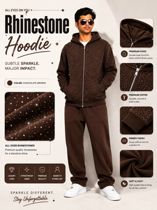 Sudadera con capucha de invierno personalizada 100% algodón con pedrería, cremallera completa, antiarrugas, de forro polar, para hombre, oversize, de peso pesado, estilo streetwear, lisa - Product Image 5
