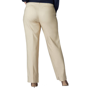 Pantalon de travail taille haute beige pour femme grande taille, coupe droite, formel et décontracté, imprimé - Product Image 5