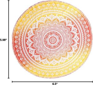 Tapiz Redondo para Colgar en la Pared, Estilo Hippie, Mandala, Bohemio, Indio, Mantel de 70 Pulgadas (178 cm), Rojo Fuego, Decoración Boho para el Hogar - Product Image 6