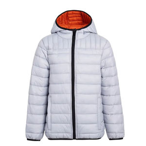 WARPRO INDUSTRY Men's Orange Hooded Puffer <b>Jacket</b> Solid Color Zipper Closure Windproof Autumn Casual Wear Breathable - Product Image 4